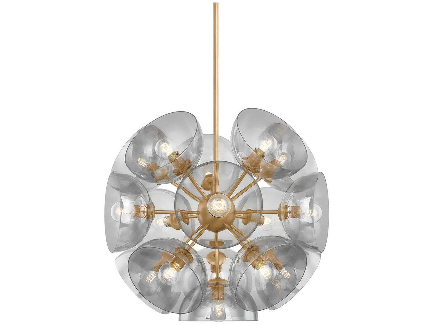 Troy Lighting 16-Light Salix Chandelier in Patina Brass with Smoke Glass