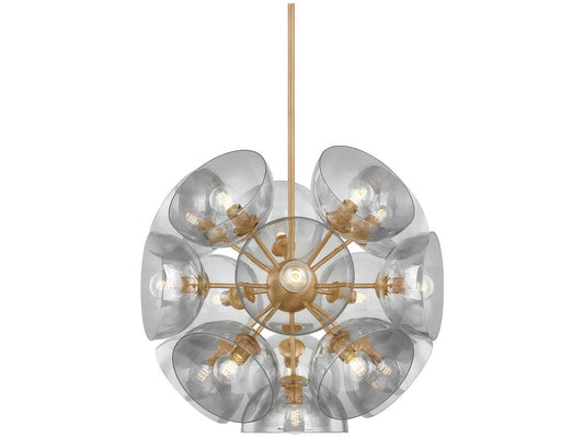 Troy Lighting 16-Light Salix Chandelier in Patina Brass with Smoke Glass