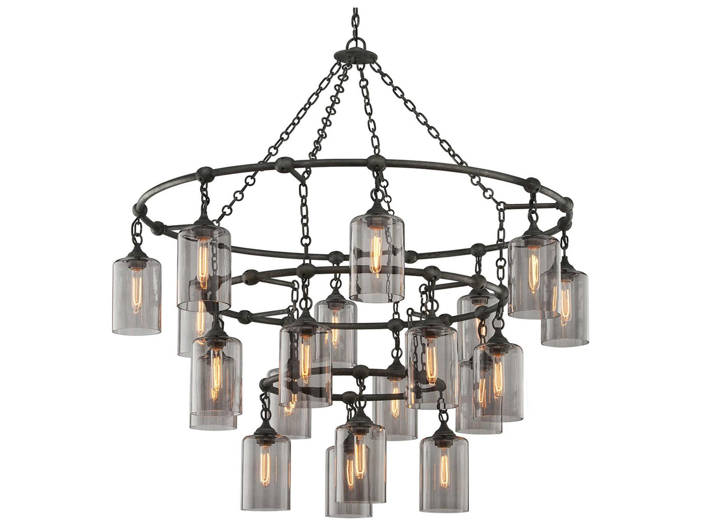 Troy Lighting 20-Light Gotham Tiered Chandelier in Aged Pewter