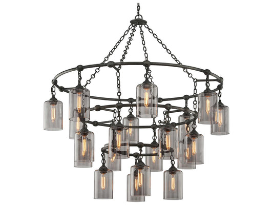 Troy Lighting 20-Light Gotham Tiered Chandelier in Aged Pewter