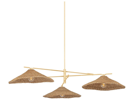 Troy Lighting 3-Light Valier Chandelier with Vintage Gold Leaf and Woven Shades
