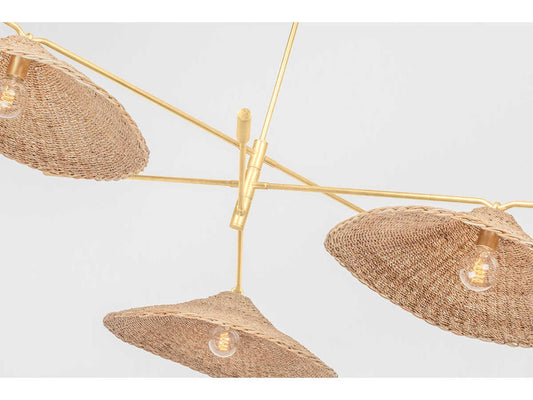 Troy Lighting 3-Light Valier Chandelier with Vintage Gold Leaf and Woven Shades