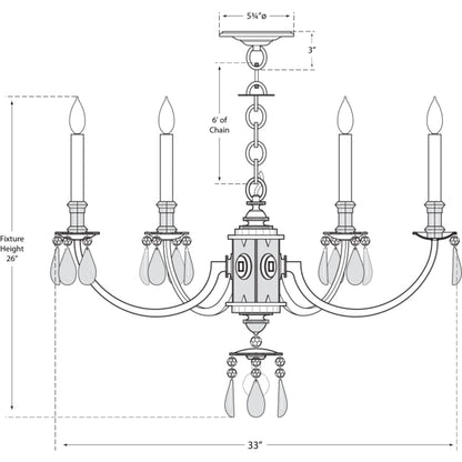 Visual Comfort Elizabeth 33" Chandelier with Quartz by Thomas O'Brien