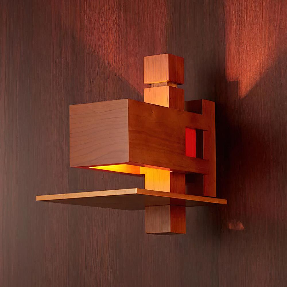 Taliesin Wall Lamp ∅ 9.8″ x H 9.1″ /Dia 25cm x H 23cm / Wooden / Warm White Wall lamp