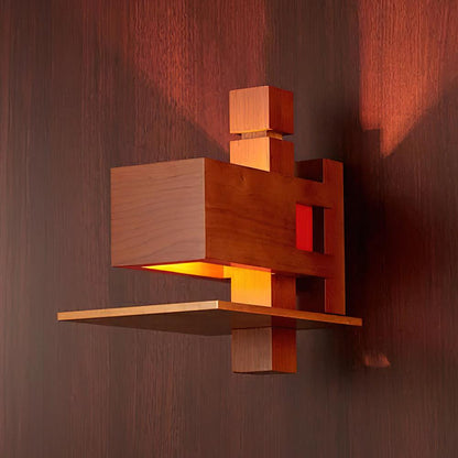 Taliesin Wall Lamp ∅ 9.8″ x H 9.1″ /Dia 25cm x H 23cm / Wooden / Warm White Wall lamp
