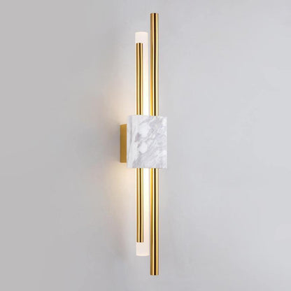 Tanto Wall Light ∅ 3.9″ x H 23.6″ / Dia 10cm x H 60cm (Power: ~3W) / White Marble & Gold / Warm Light Wall lamp