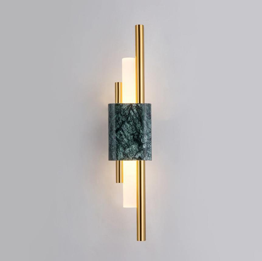 Tanto Wall Light ∅ 3.9″ x H 19.7″ / Dia 10cm x H 50cm (Power: ~3W) / Green Marble & Gold / Warm Light Wall lamp