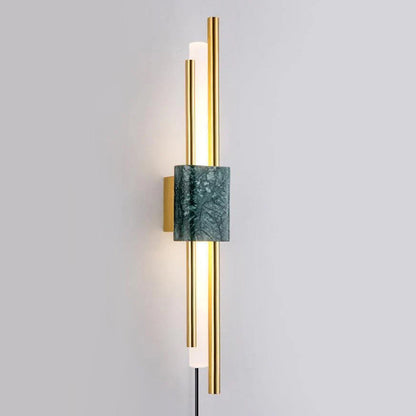 Tanto Plug In Wall Light ∅ 3.9″ x H 23.6″ / Dia 10cm x H 60cm (Power: ~3W) / Green Marble & Gold / US Plug Wall lamp