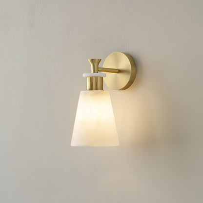 Tapered Alabaster Wall Sconce ∅ 4.7″ x H 9.8″ / Dia 12cm x H 25cm / Copper / Single Wall lamp