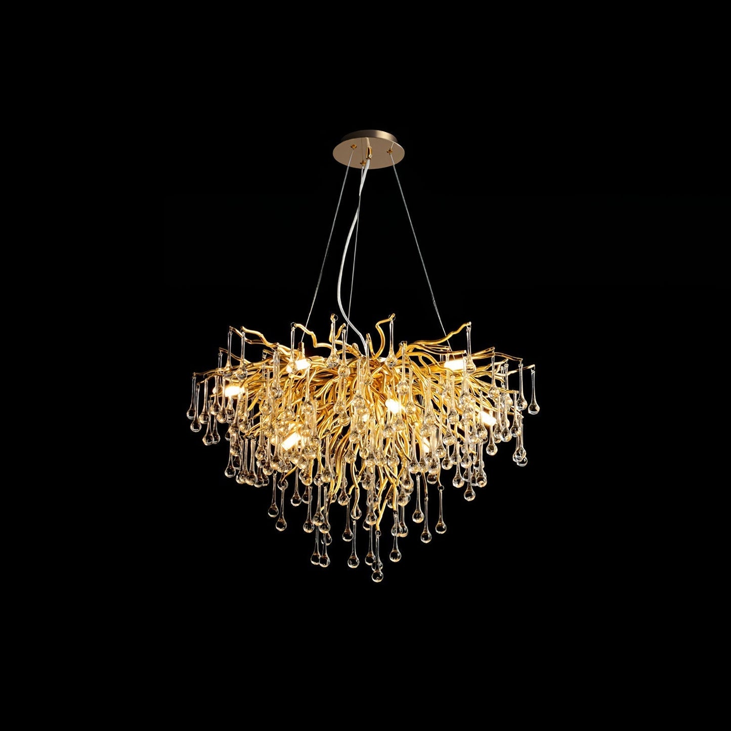 Teardrop Crystal Chandelier ∅ 23.6″ x H 15.7″ / Dia 60cm x H 40cm / Gold & Clear crystal Chandelier