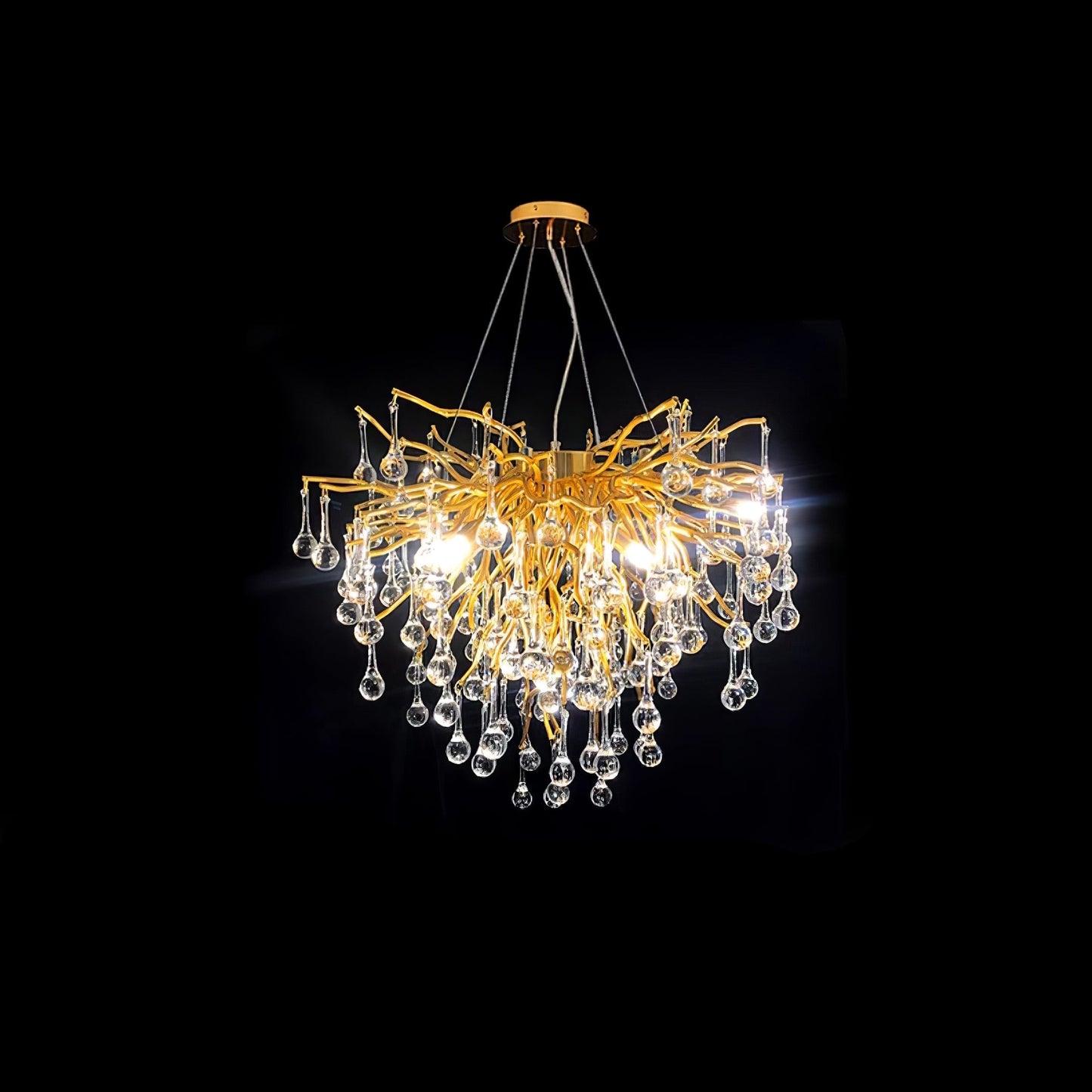 Teardrop Crystal Chandelier ∅ 15.7″ x H 11.8″ / Dia 40cm x H 30cm / Gold & Clear crystal Chandelier