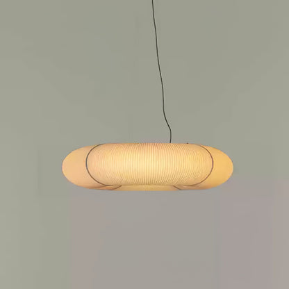 Tekio Imitation Silk Pendant Lamp Circular：∅ 55.1″ x H 9.8″ / White / Warm Light 1001 pendant Lamp