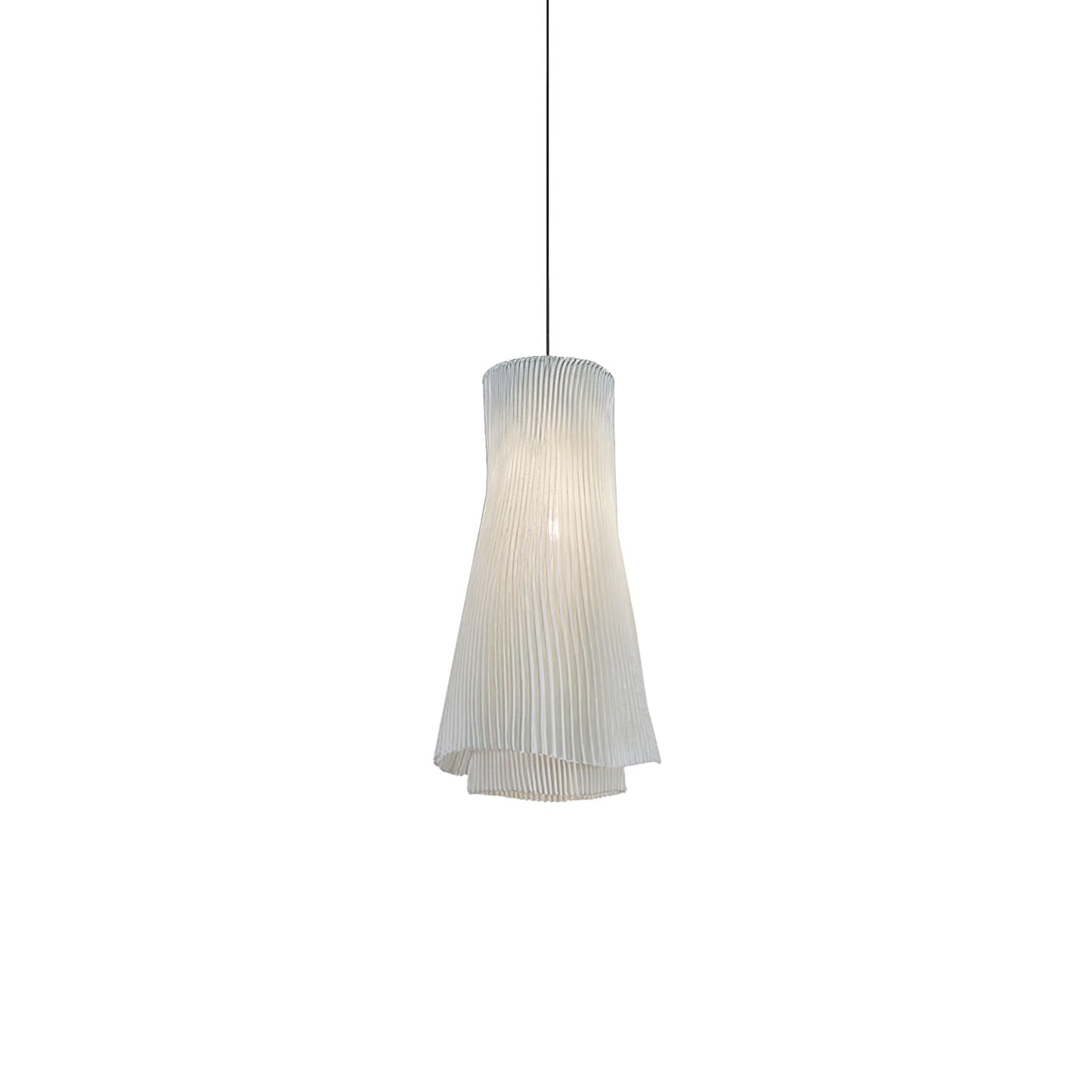 Stainless Steel Pleated Pendant Lamp ∅ 7.9″ x H 59.1″ / Dia 20cm x H 150cm / Grey Stainless steel / Warm Light Pendant