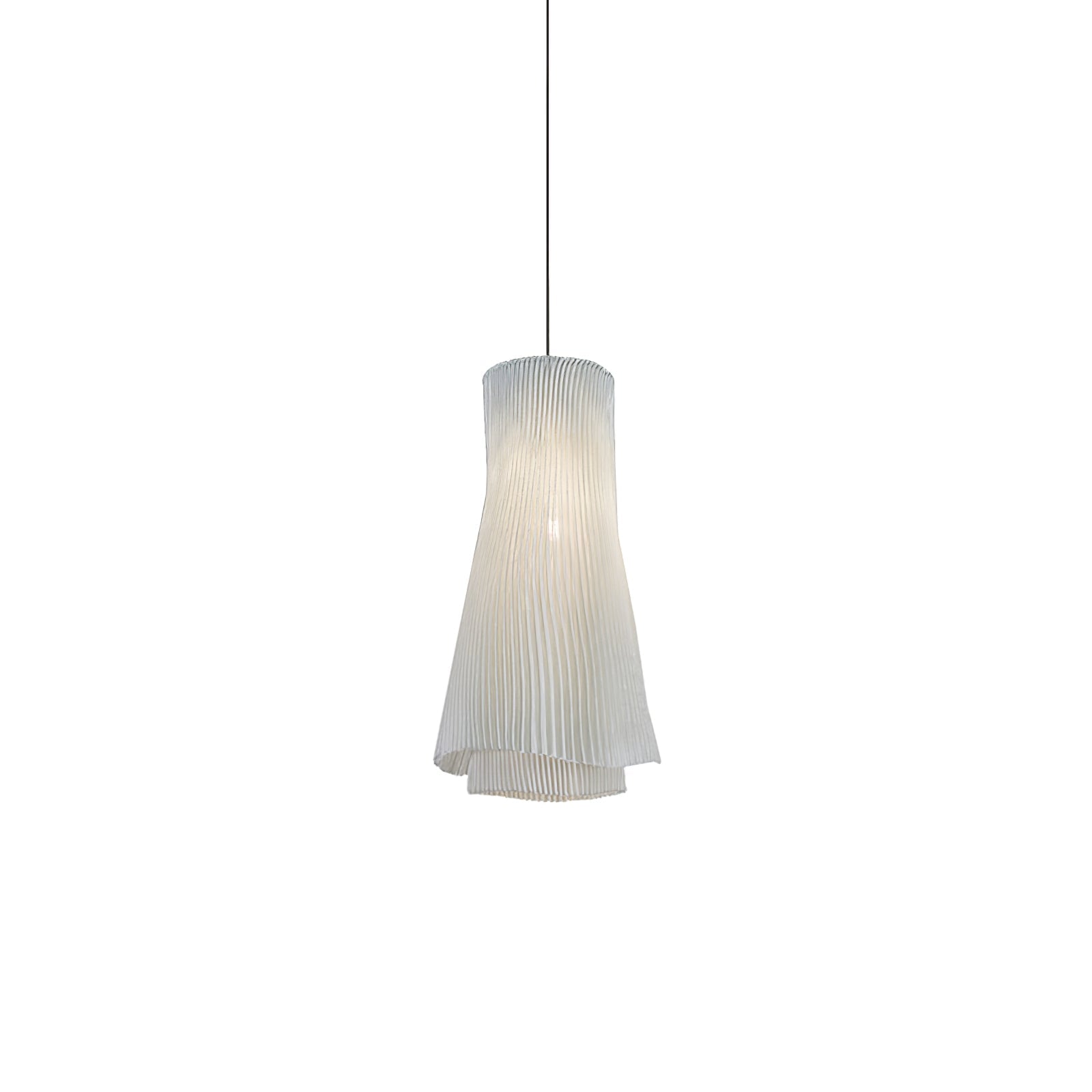 Stainless Steel Pleated Pendant Lamp ∅ 7.9″ x H 59.1″ / Dia 20cm x H 150cm / Grey Stainless steel / Warm Light Pendant