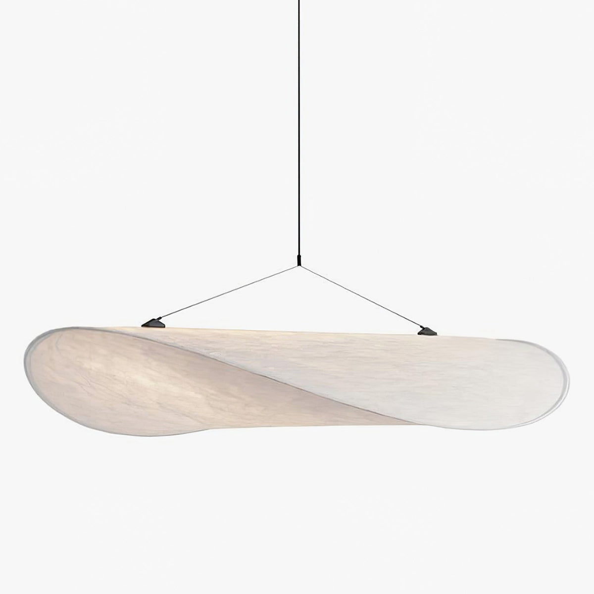Tense Tyvek Pendant Lamp ∅ 39.3″ x W 36.2″ x H 5.9″ / Dupont paper & White + Black / Triac Dimmable Warm Light 1001