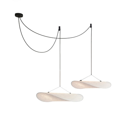 Tense Tyvek Pendant Lamp 2 Heads ∅ 23.6″+∅ 31.4″ / Dupont paper & White + Black / Warm Light 1001 Pendant light