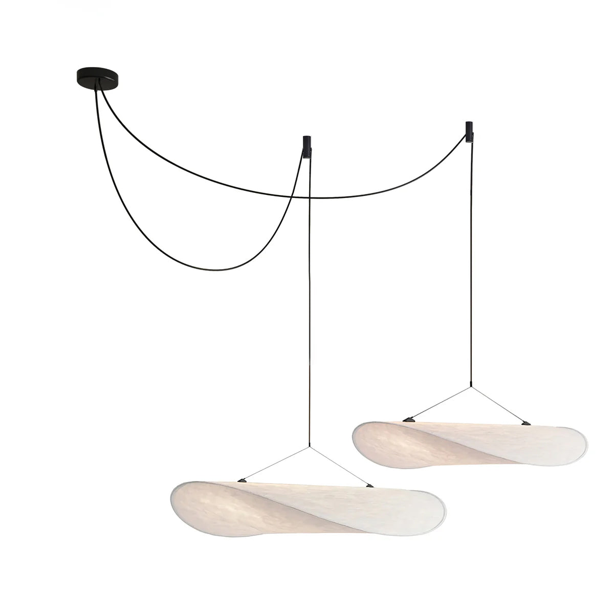 Tense Tyvek Pendant Lamp 2 Heads ∅ 31.4″+∅ 39.3″ / Dupont paper & White + Black / Warm Light 1001 Pendant light