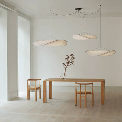 Tense Tyvek Pendant Lamp 3 Heads ∅ 23.6″+∅ 31.4″+∅ 39.3″ / Dupont paper & White + Black / Warm Light 1001 Pendant light
