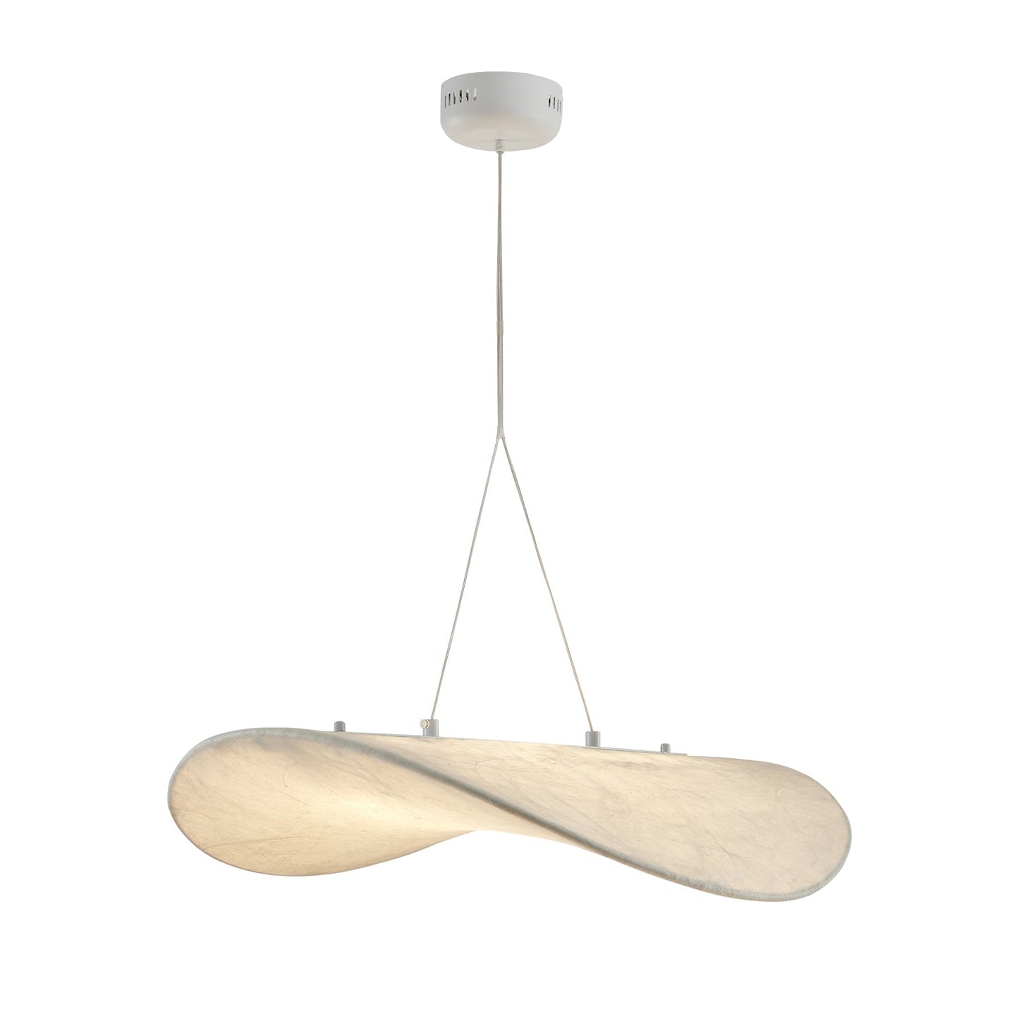 Tense Silk Pendant Light ∅ 23.6″ x W 21.7″ x H 5.9″ (Power: 12W) / White / Warm Light Pendant light