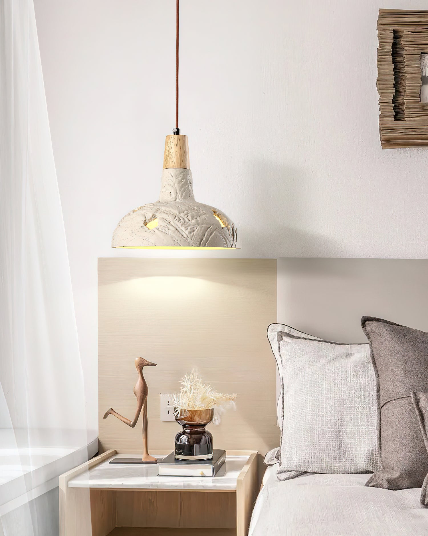 Cement Carve Pendant Lamp ∅ 9.1″ x H 7.9″ / Cement Grey pendant Lamp
