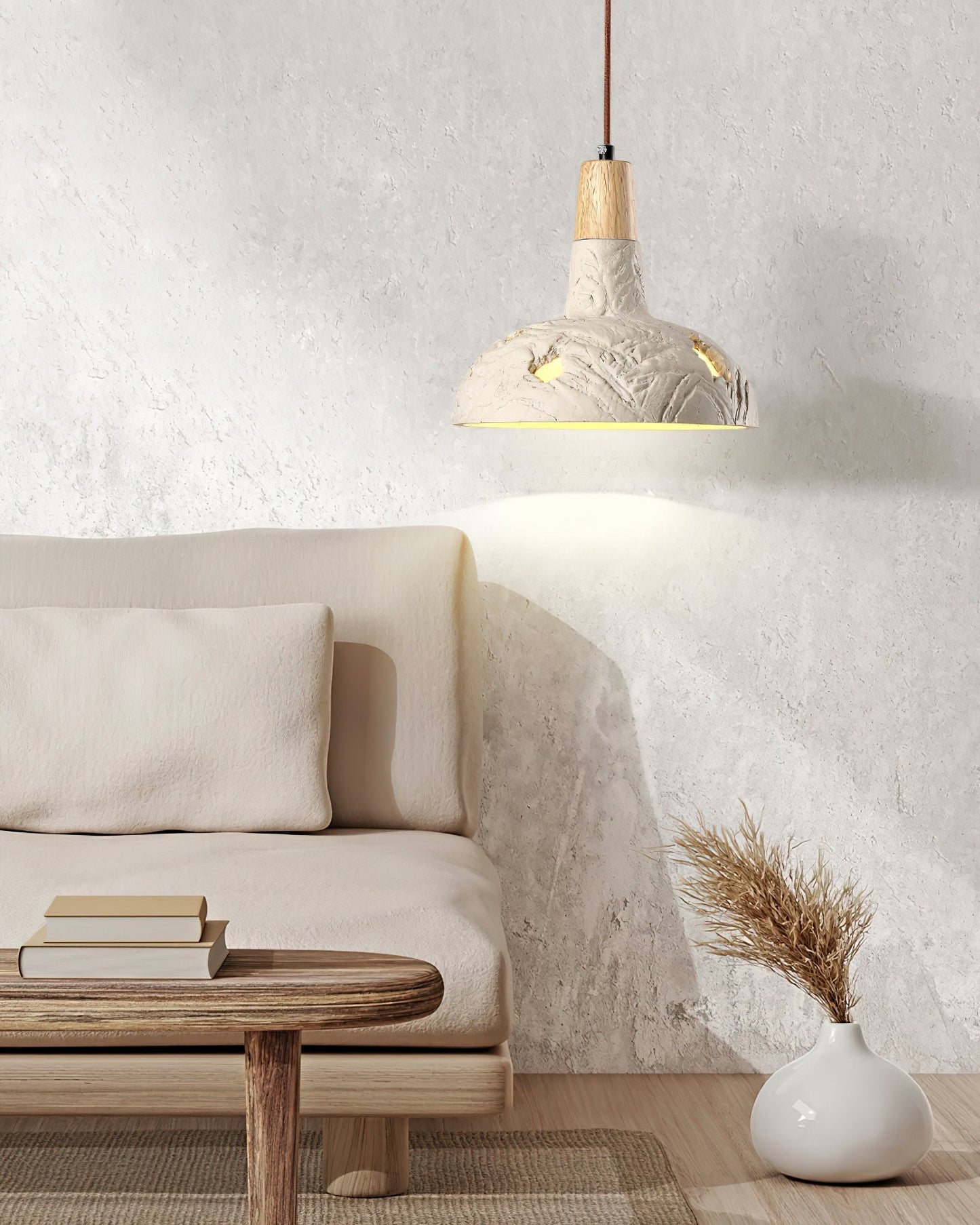 Cement Carve Pendant Lamp ∅ 9.1″ x H 7.9″ / Cement Grey pendant Lamp
