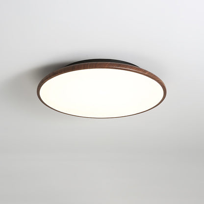 Thin Geometry Shape Ceiling Lamp ∅ 19.7″ x H 1.4″ / Dia 50cm x H 3.5cm / Walnut Wood Grain / Three-Color Changing Light