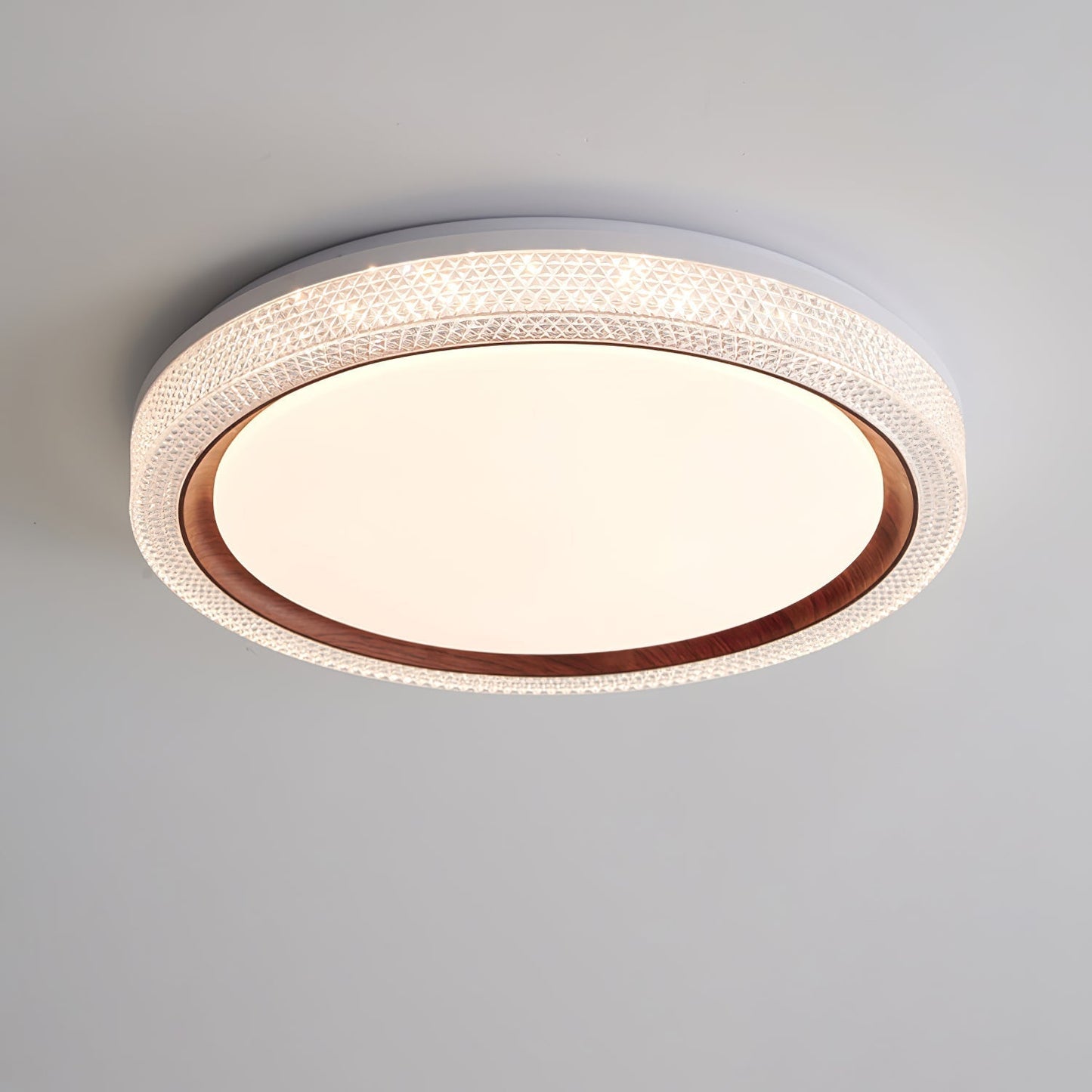 Thin Round Ceiling Lamp ∅ 19.7″ x H 2.8″ / Dia 50cm x H 7cm / Walnut Color / Three-Color Changing Light Ceiling lamp