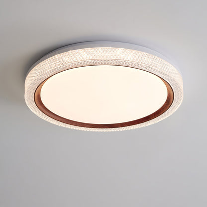 Thin Round Ceiling Lamp ∅ 19.7″ x H 2.8″ / Dia 50cm x H 7cm / Walnut Color / Three-Color Changing Light Ceiling lamp