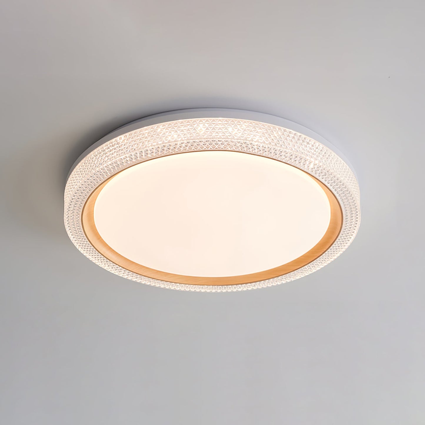 Thin Round Ceiling Lamp ∅ 19.7″ x H 2.8″ / Dia 50cm x H 7cm / Wood Color / Three-Color Changing Light Ceiling lamp