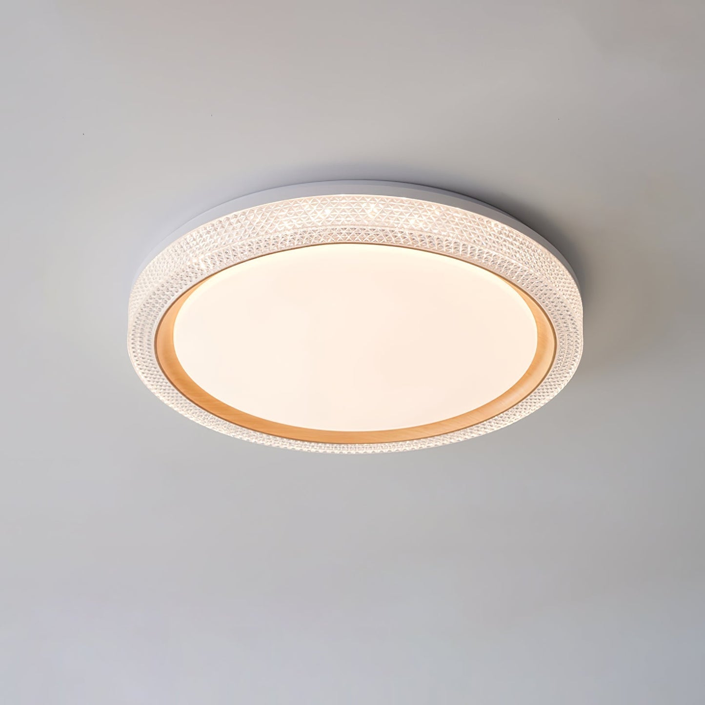 Thin Round Ceiling Lamp ∅ 15.7″ x H 2.8″ / Dia 40cm x H 7cm / Wood Color / Three-Color Changing Light Ceiling lamp