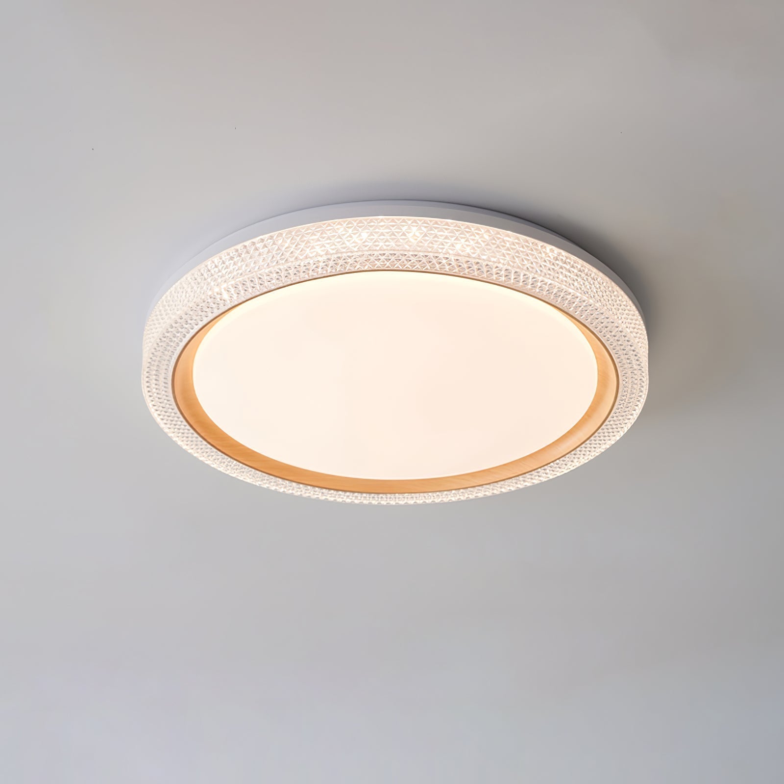Thin Round Ceiling Lamp ∅ 15.7″ x H 2.8″ / Dia 40cm x H 7cm / Wood Color / Three-Color Changing Light Ceiling lamp