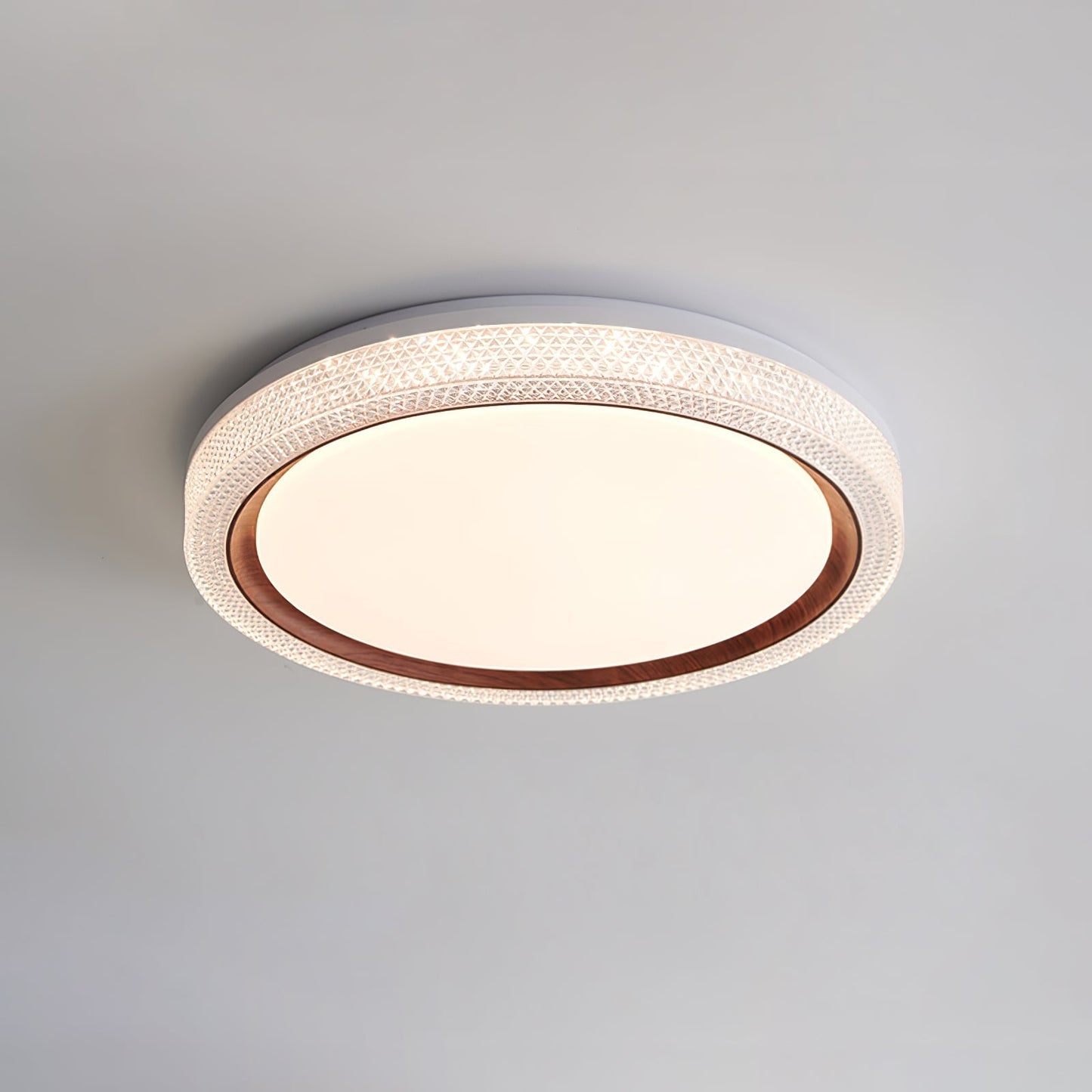 Thin Round Ceiling Lamp ∅ 15.7″ x H 2.8″ / Dia 40cm x H 7cm / Walnut Color / Three-Color Changing Light Ceiling lamp