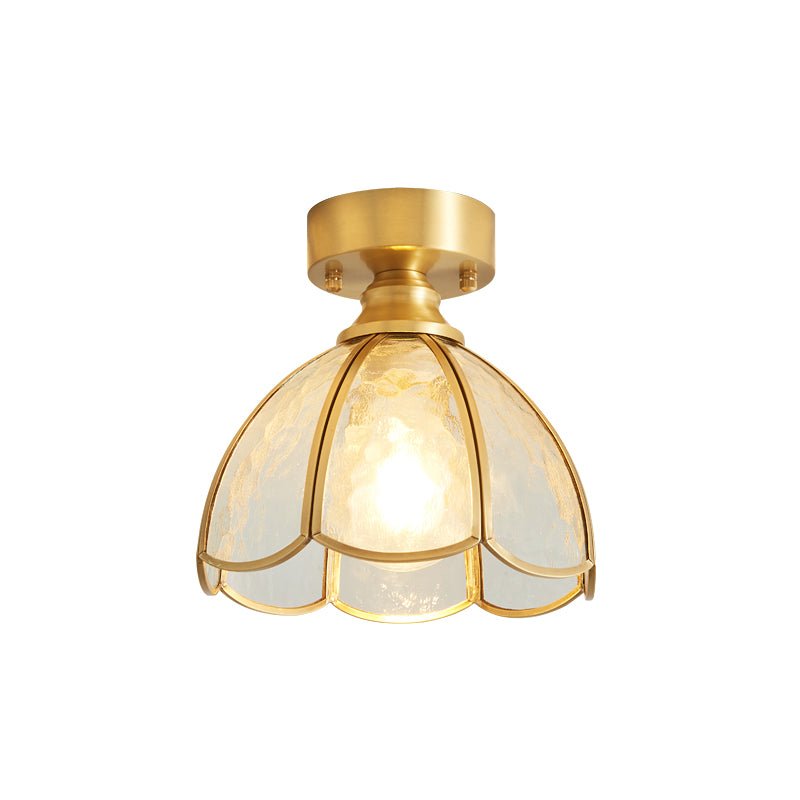 Tiffany Floral Ceiling Lamp Model C ∅ 7.9″ X H 9.8″ / Dia 20cm X H 25cm / Gold & Opaque Glass Ceiling lamp