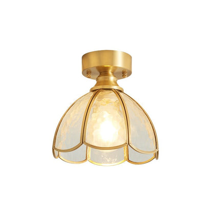 Tiffany Floral Ceiling Lamp Model C ∅ 7.9″ X H 9.8″ / Dia 20cm X H 25cm / Gold & Opaque Glass Ceiling lamp