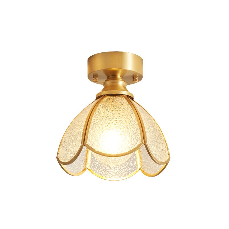 Tiffany Floral Ceiling Lamp Model D ∅ 7.9″ X H 9.8″ / Dia 20cm X H 25cm / Gold & Opaque Glass Ceiling lamp