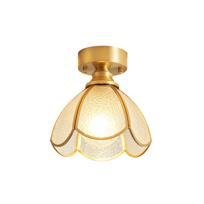 Tiffany Floral Ceiling Lamp Model D ∅ 7.9″ X H 9.8″ / Dia 20cm X H 25cm / Gold & Opaque Glass Ceiling lamp