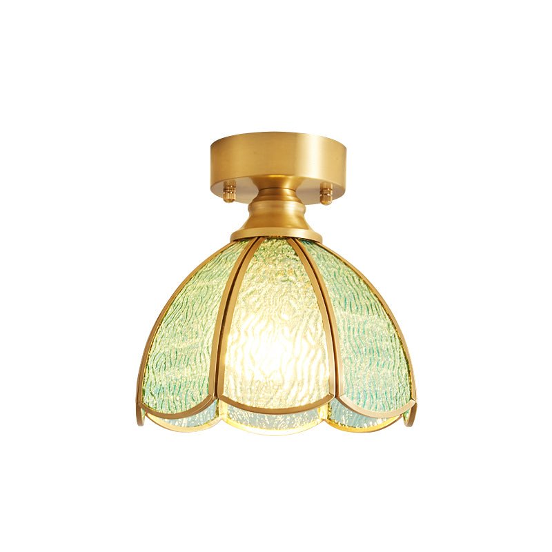Tiffany Floral Ceiling Lamp Model B ∅ 7.9″ X H 9.8″ / Dia 20cm X H 25cm / Gold & Opaque Glass Ceiling lamp