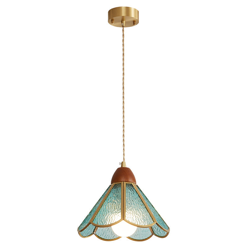 Tiffany Stained Glass Pendant Lamp Model A ∅ 7.9″ x H 8.7″ / Gold 1001 pendant Lamp