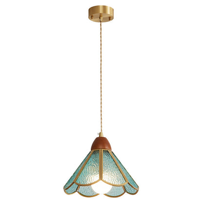 Tiffany Stained Glass Pendant Lamp Model A ∅ 7.9″ x H 8.7″ / Gold 1001 pendant Lamp