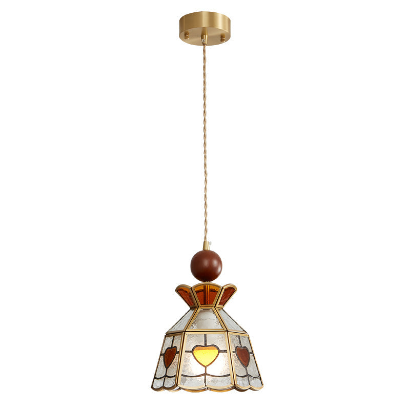Tiffany Stained Glass Pendant Lamp Model C ∅ 8.7″ x H 7.9″ / Gold 1001 pendant Lamp