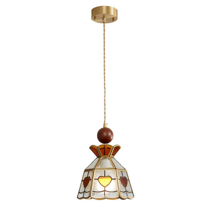 Tiffany Stained Glass Pendant Lamp Model C ∅ 8.7″ x H 7.9″ / Gold 1001 pendant Lamp