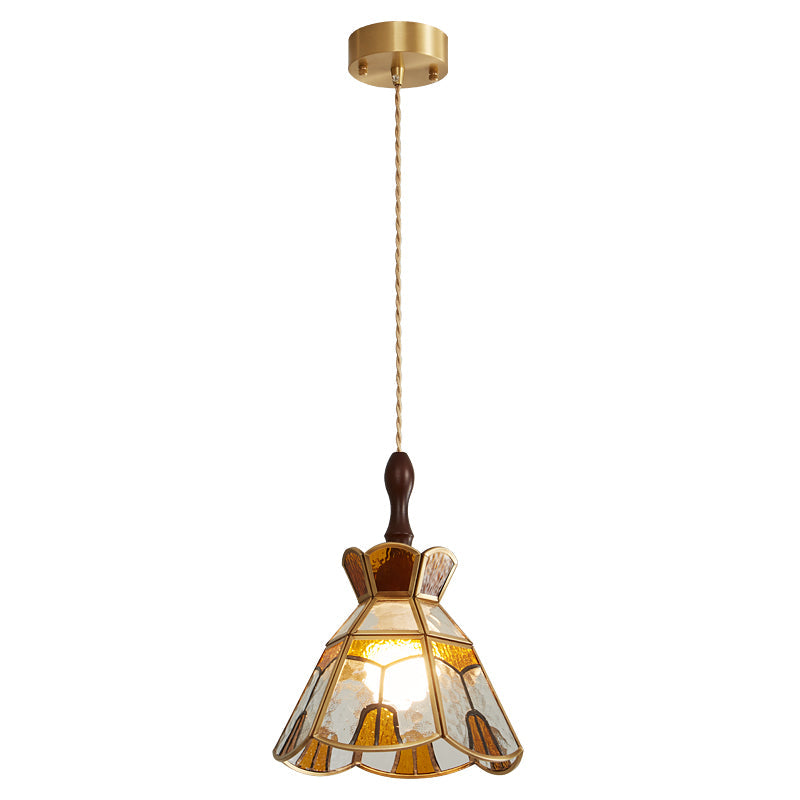Tiffany Stained Glass Pendant Lamp Model D ∅ 8.7″ x H 10.6″ / Gold 1001 pendant Lamp