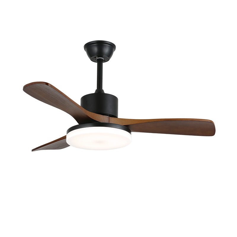 Morty Adams Wooden 48’’/52’’ Ceiling Fan Light ∅ 52″ x H 11.8″ / Model A Walnut Wood Grain & Black / Three-Color