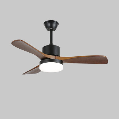 Morty Adams Wooden 48’’/52’’ Ceiling Fan Light ∅ 48″ x H 11.8″ / Model B Walnut Wood Grain & Black / Three-Color