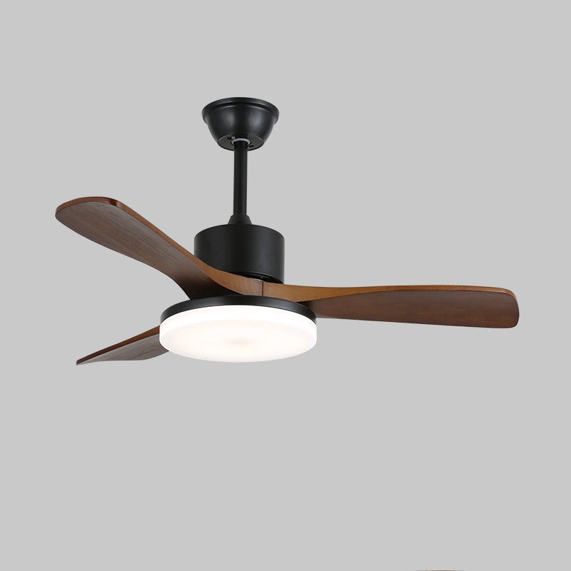 Morty Adams Wooden 48’’/52’’ Ceiling Fan Light ∅ 48″ x H 11.8″ / Model A Walnut Wood Grain & Black / Three-Color