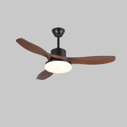 Morty Adams Wooden 48’’/52’’ Ceiling Fan Light ∅ 48″ x H 11.8″ / Model C Walnut Wood Grain & Black / Three-Color