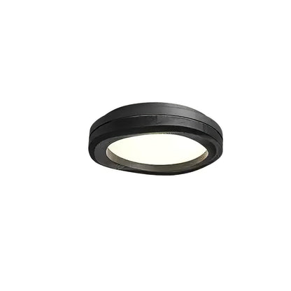 Timber Round Wood Ceiling Lamp ∅ 17.7’’ x H 5.1’’ / Black & Black / Warm Light Ceiling lamp