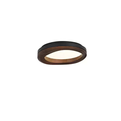 Timber Round Wood Ceiling Lamp ∅ 17.7’’ x H 5.1’’ / Black & Walnut Color / Warm Light Ceiling lamp