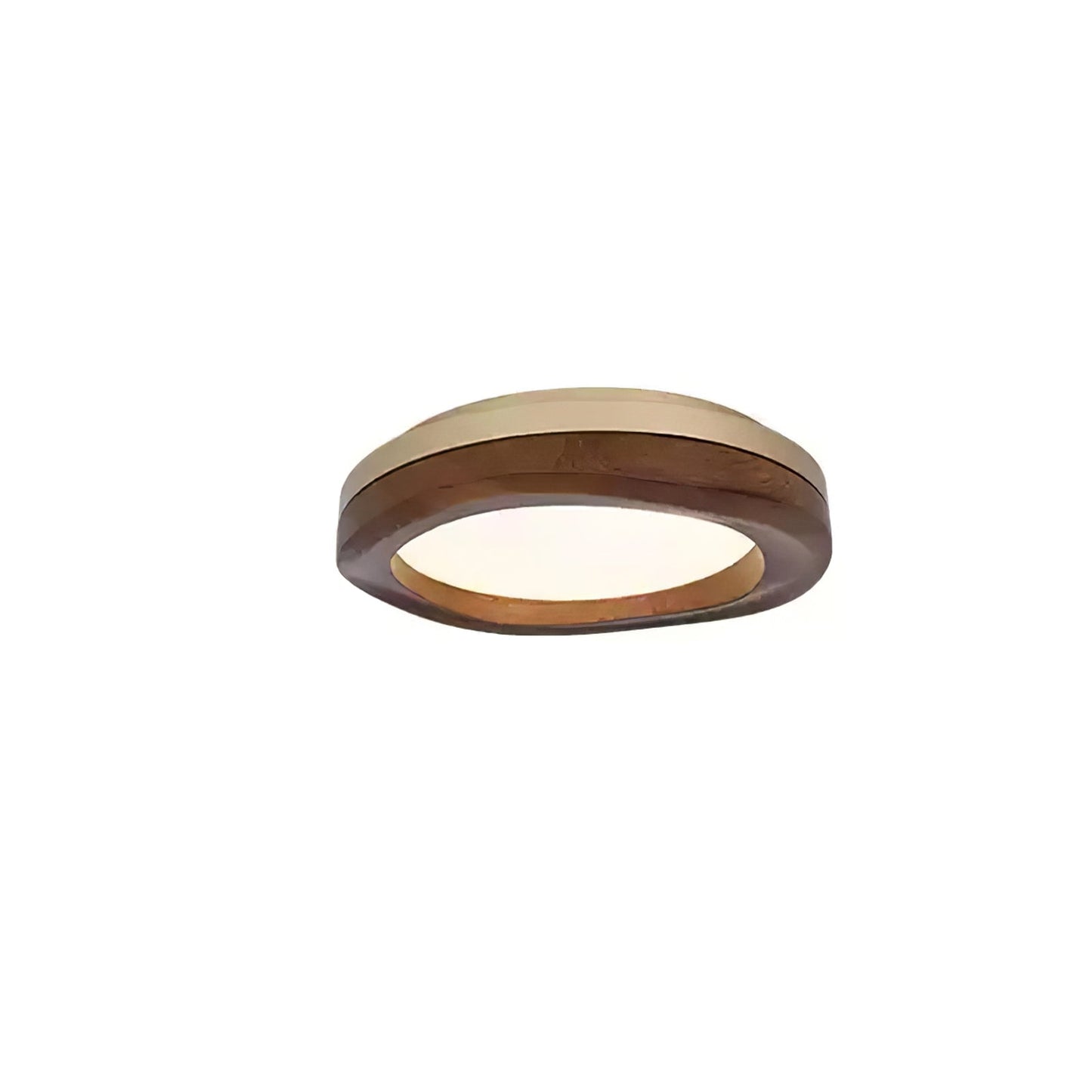 Timber Round Wood Ceiling Lamp ∅ 17.7’’ x H 5.1’’ / Gold & Walnut Color / Warm Light Ceiling lamp