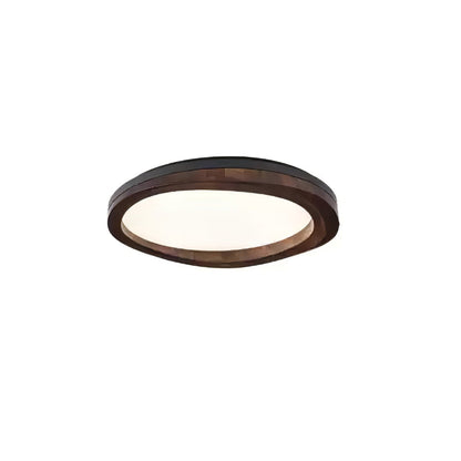 Timber Round Wood Ceiling Lamp ∅ 31.5’’ x H 5.1’’ / Black & Walnut Color / Warm Light Ceiling lamp